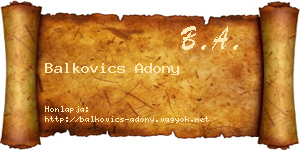 Balkovics Adony névjegykártya
